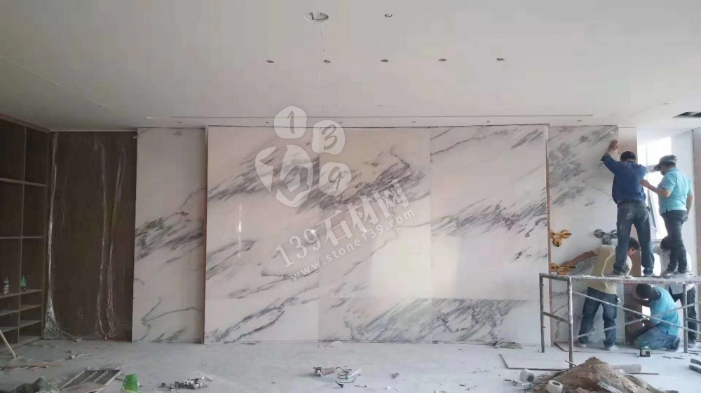 水墨白玉大理石背景墻裝飾