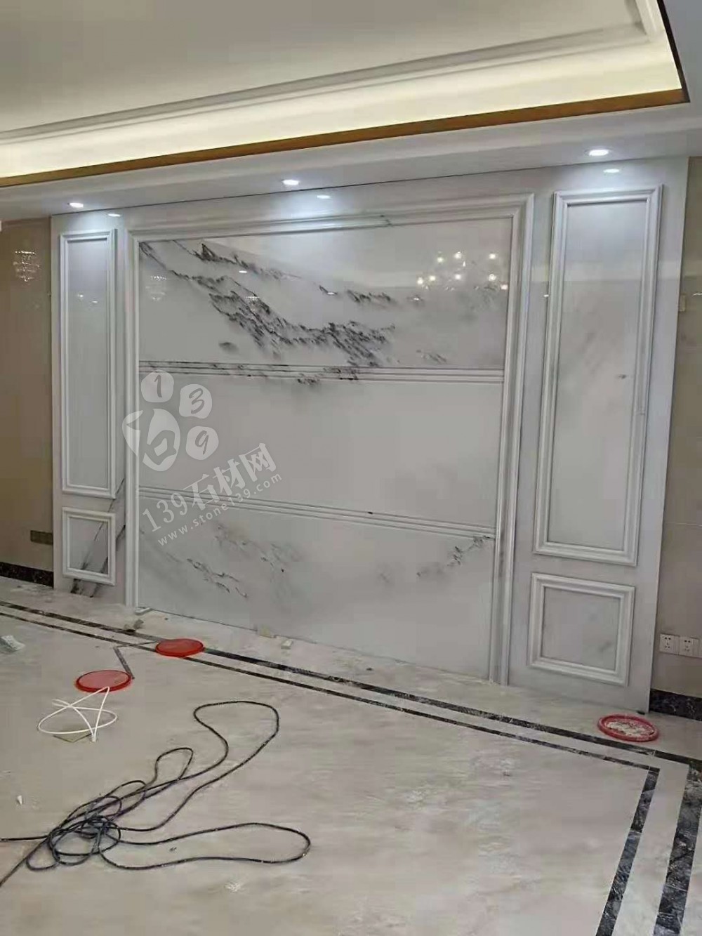 水墨白玉大理石背景墻裝飾