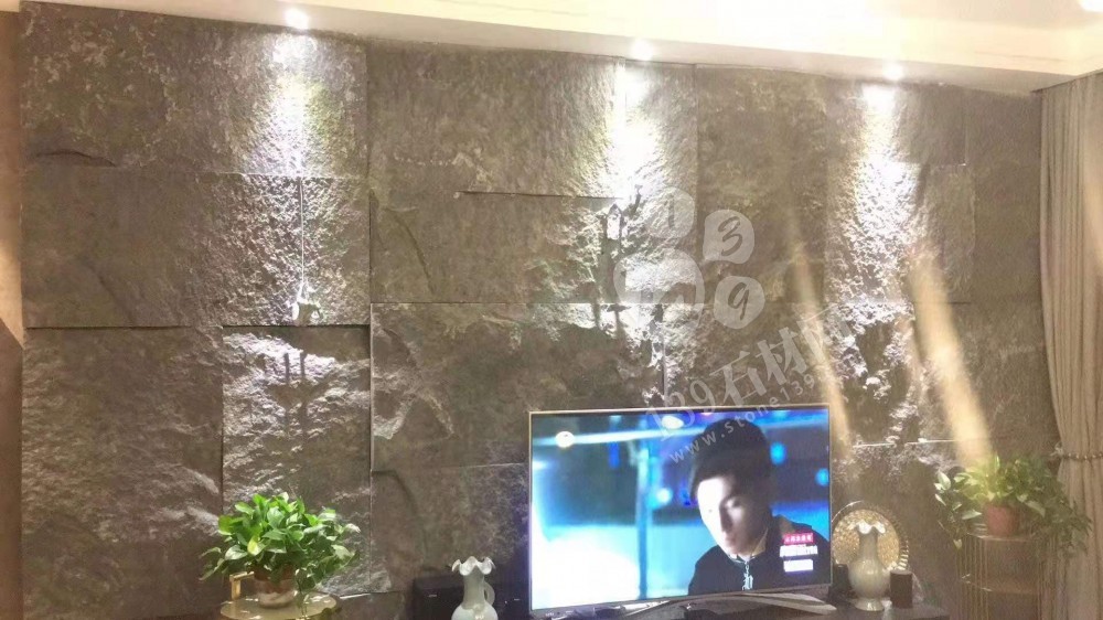 芝麻黑等黑色石材自然面復(fù)古背景墻裝飾 中國風的韻味 世界流行