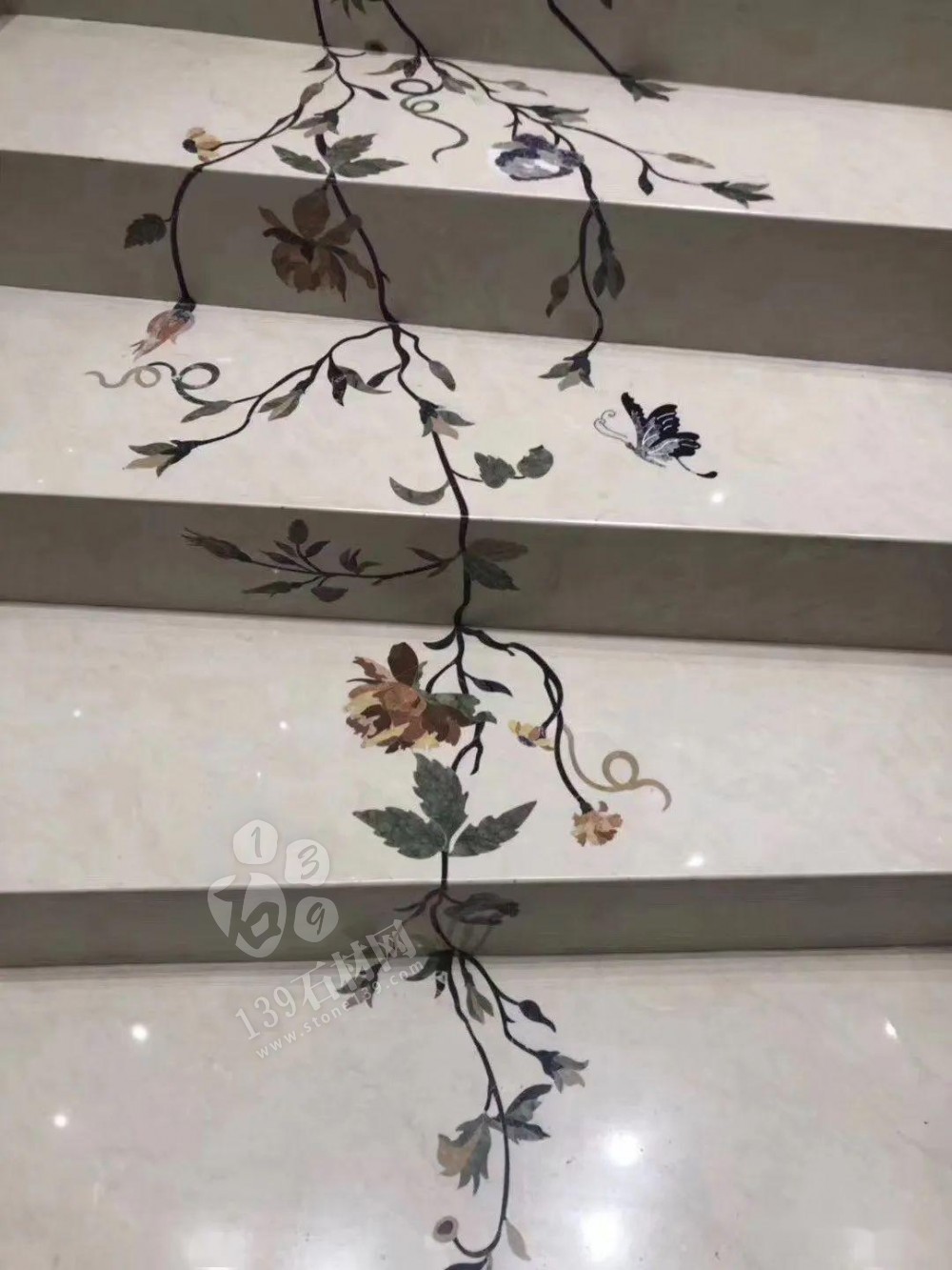 美呆了！大理石樓梯追紋（水刀拼花）效果制作工藝全流程介紹
