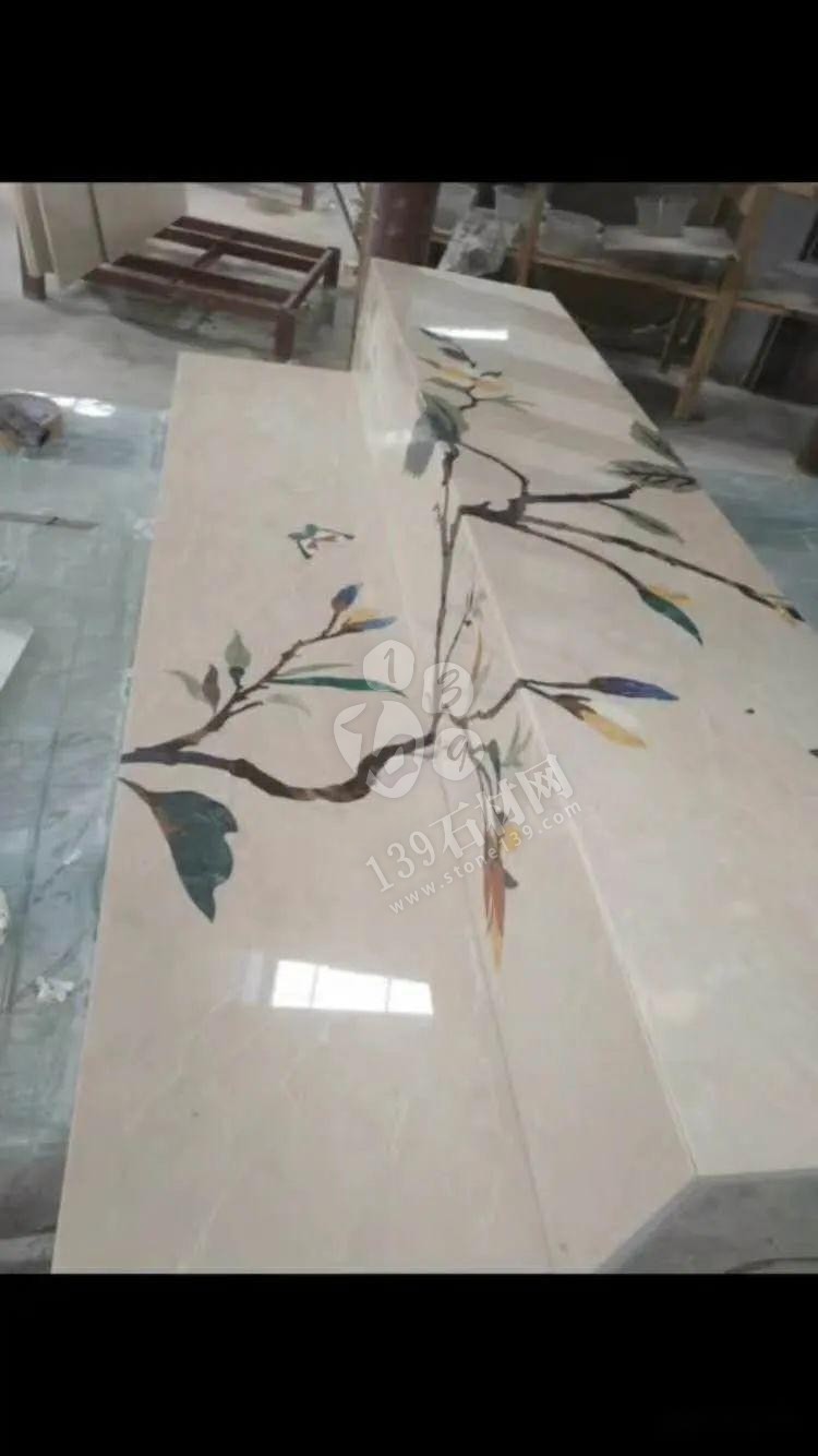 美呆了！大理石樓梯追紋（水刀拼花）效果制作工藝全流程介紹