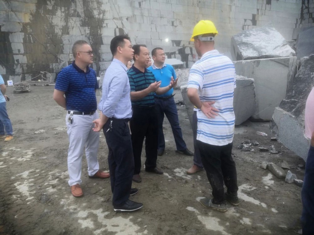 廣西鐘山縣人大副主任到花山鄉(xiāng)花崗巖礦山調研，附鐘山青（廣西芝麻黑）欣賞！