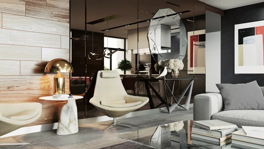 大理石高級灰搭配裝飾，橫豎都有范