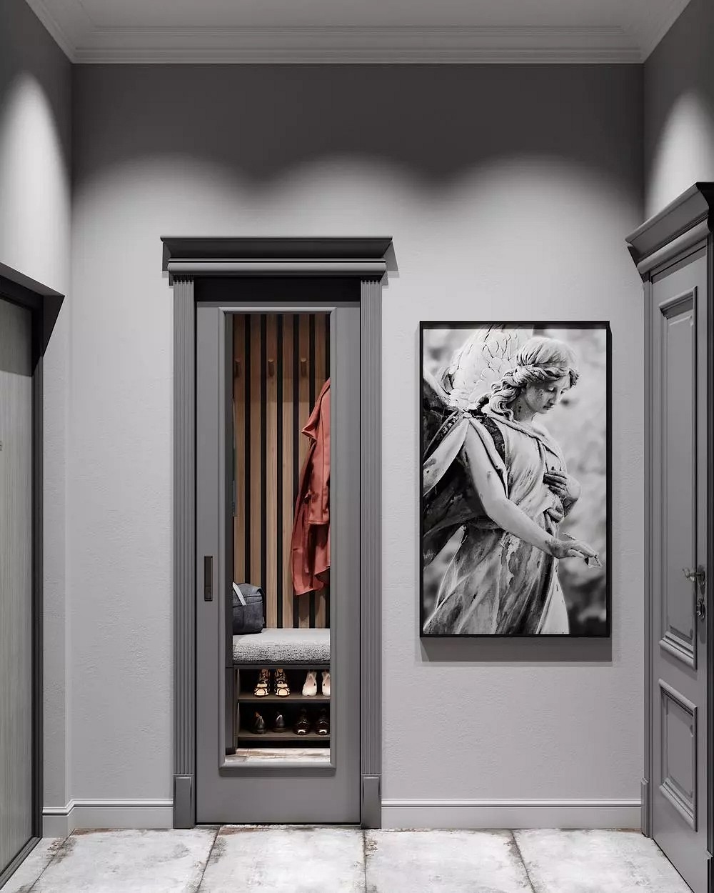 大理石高級灰搭配裝飾，橫豎都有范